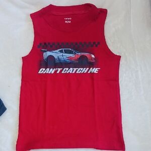Lot Of 3 Carter's Red, Gray And Blue Tank Top with Race Car Graphic